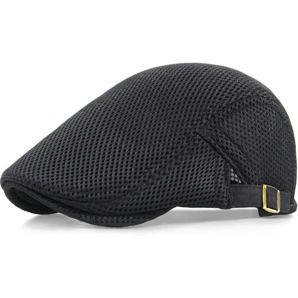 Men's Black 100% Polyester Adjustable Irish Cabbie Driving Hunting Hats - Picture 1 of 7